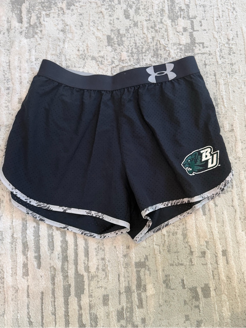 Under Armour Black Women's Athletic Shorts with Gray Trim and BU Patch